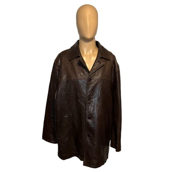 VTG Tanners Avenue Brown 5-Button Genuine Leather Lambskin Jacket Mens Size 2XL - Picture 2 of 7